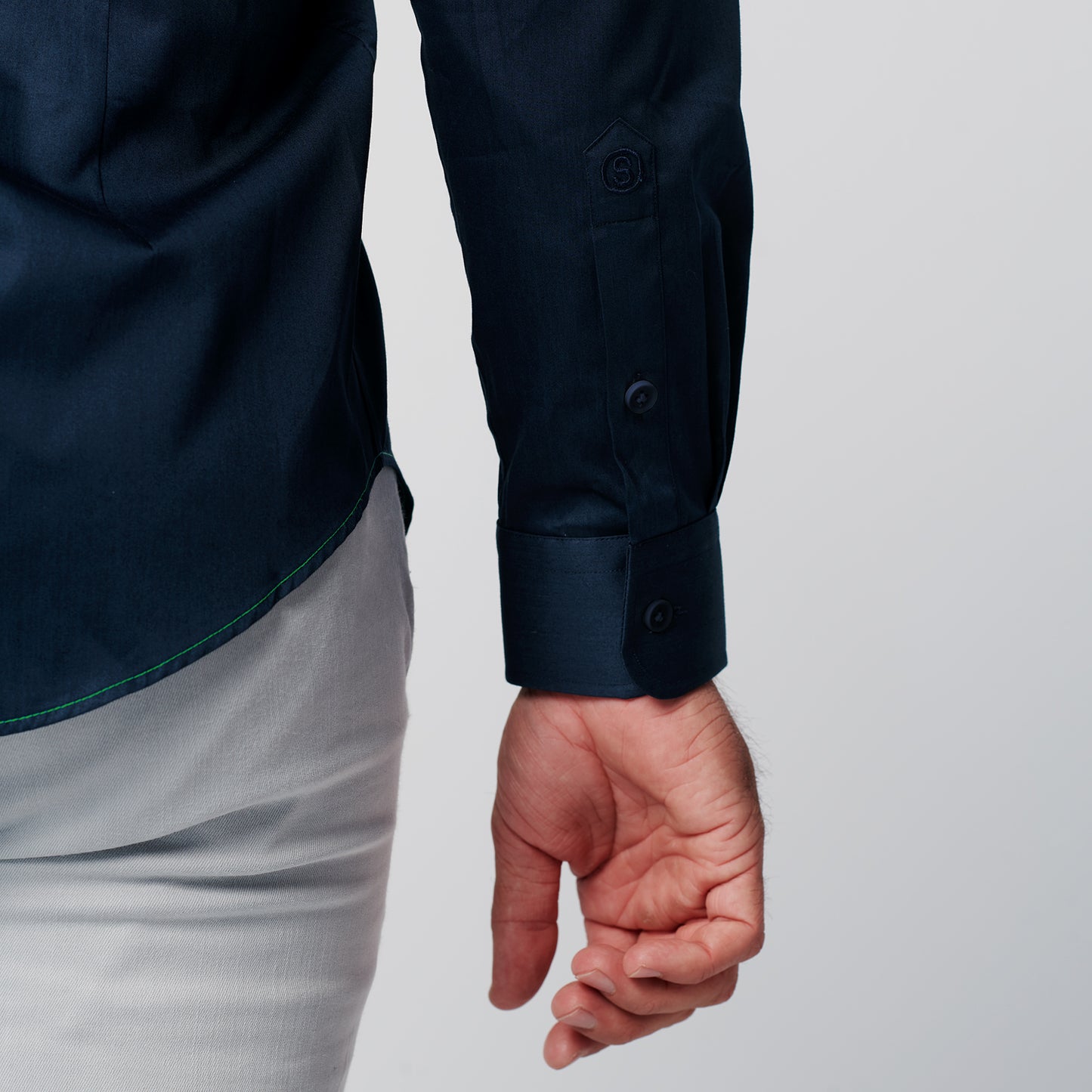 Overhemd - Slim Fit - Navy Satin