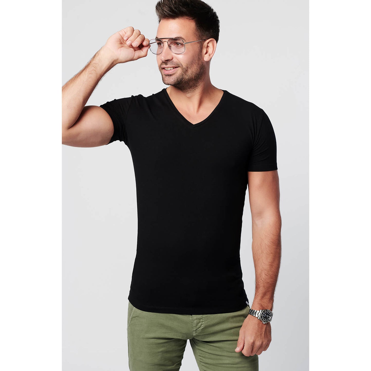 T-shirt Black V-neck Men | 2-pack | Slim Fit