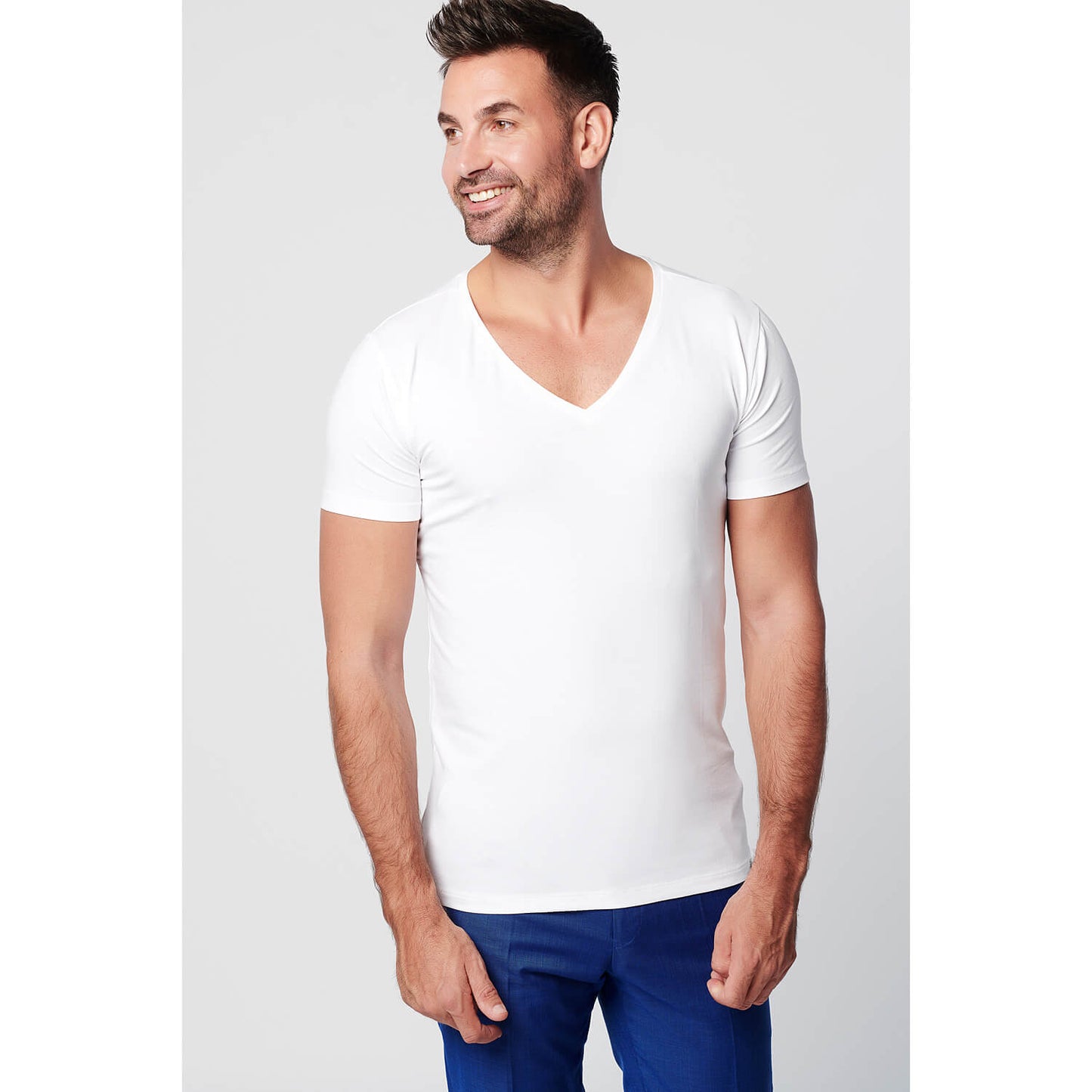 T-shirt White Deep V-neck Men | 2-pack | Slim Fit