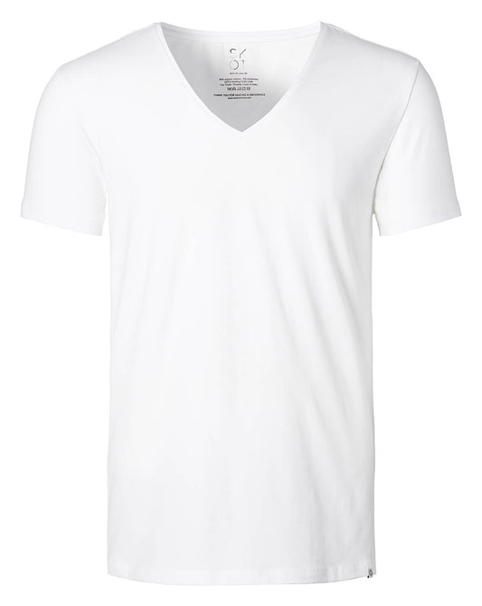 T-shirt White Deep V-neck Men | 2-pack | Slim Fit