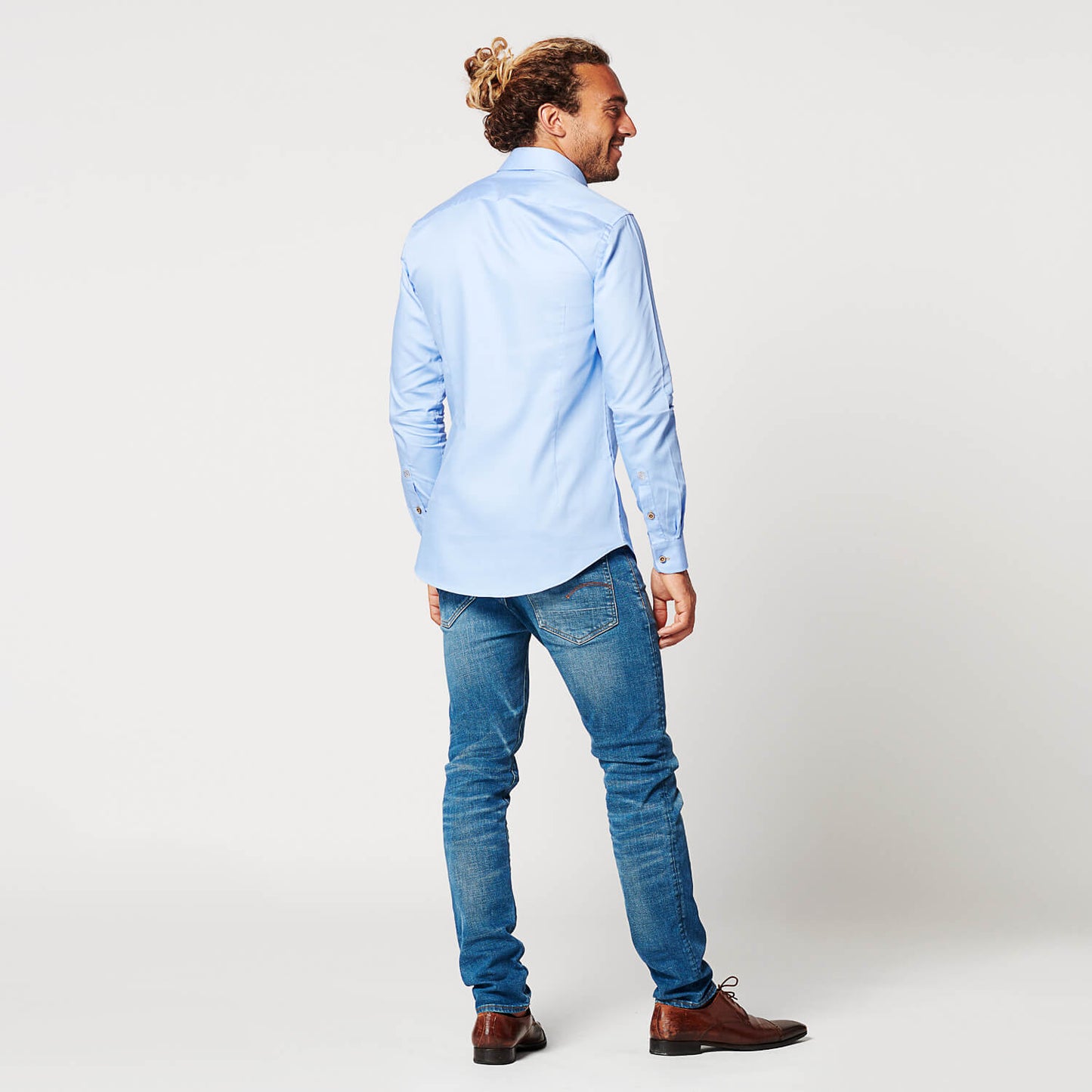 Overhemd - Slim Fit - Circular Blue Contrast