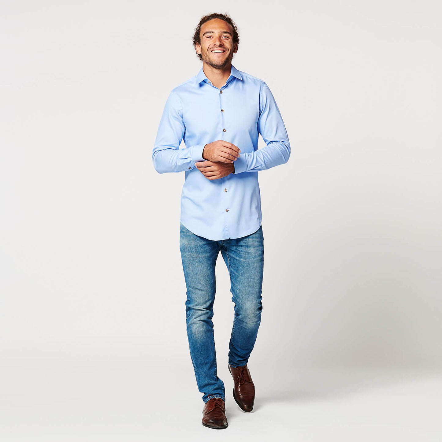 Overhemd - Slim Fit - Circular Blue Contrast