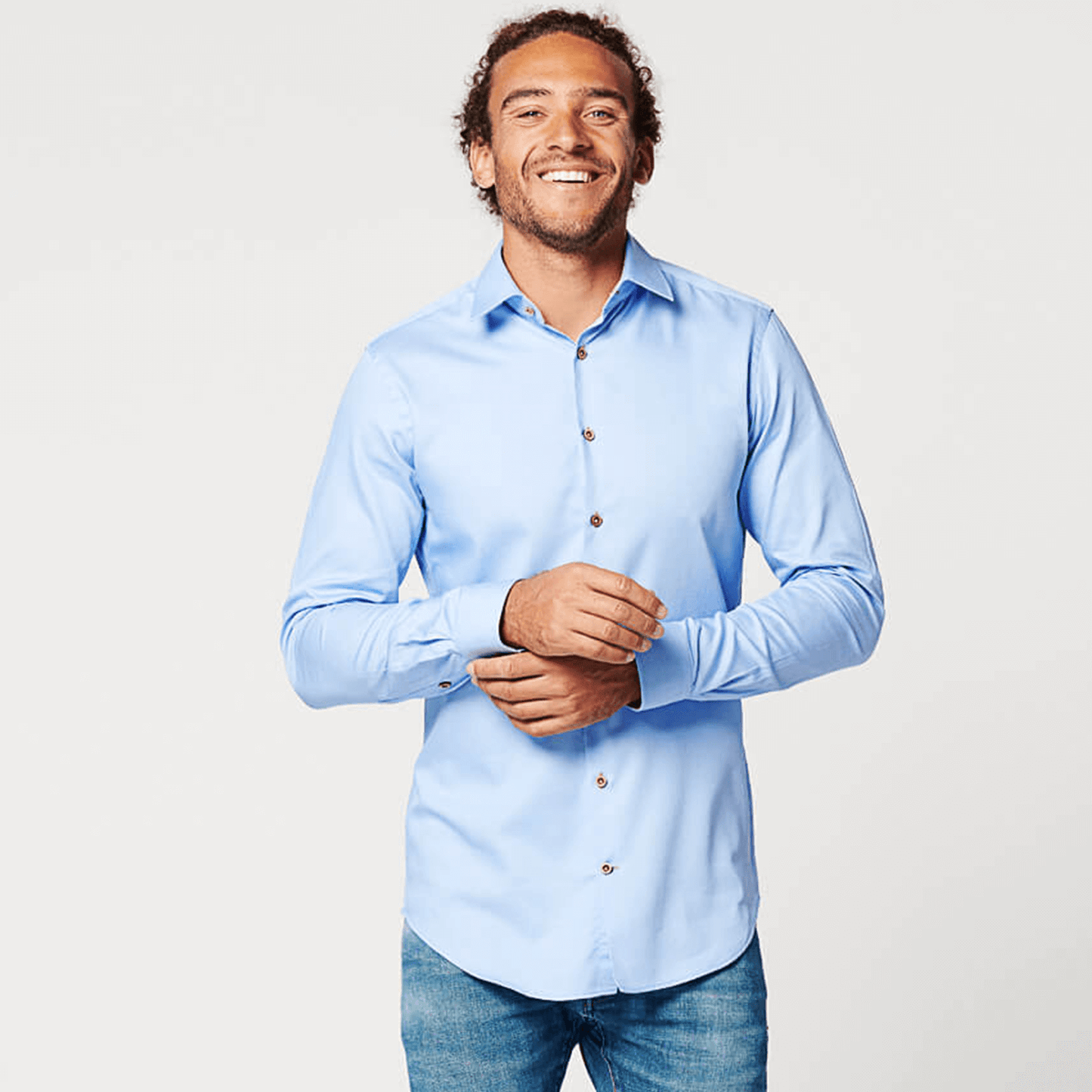 Overhemd - Slim Fit - Circular Blue Contrast