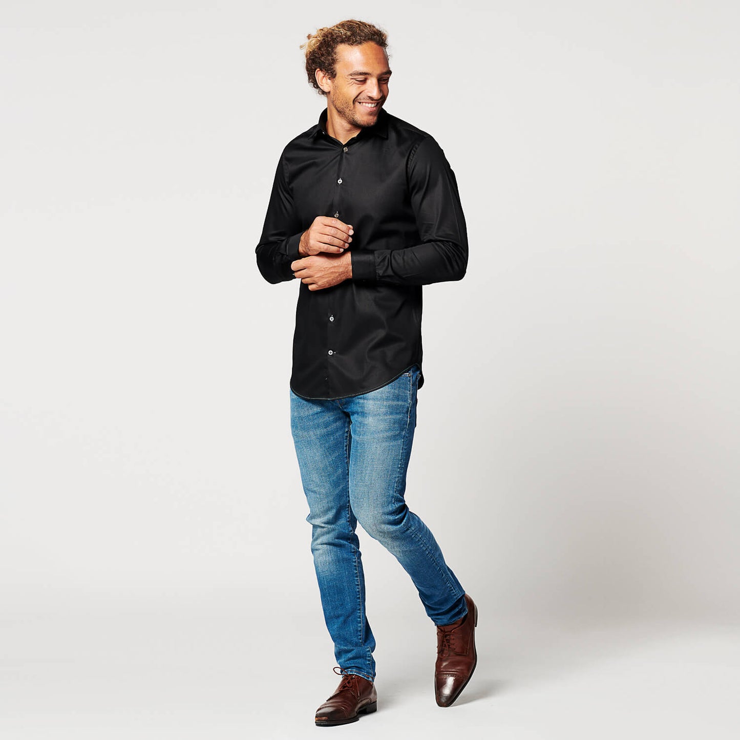 Overhemd - Slim Fit - Circular Black
