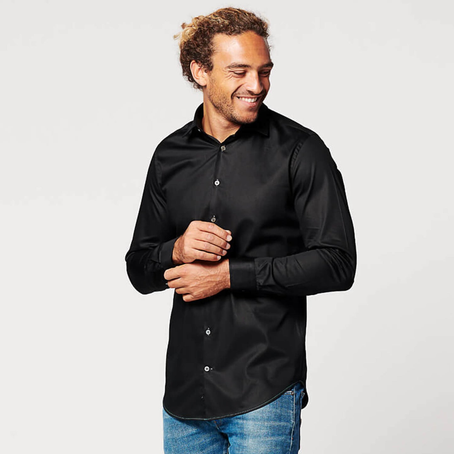 Overhemd - Slim Fit - Circular Black