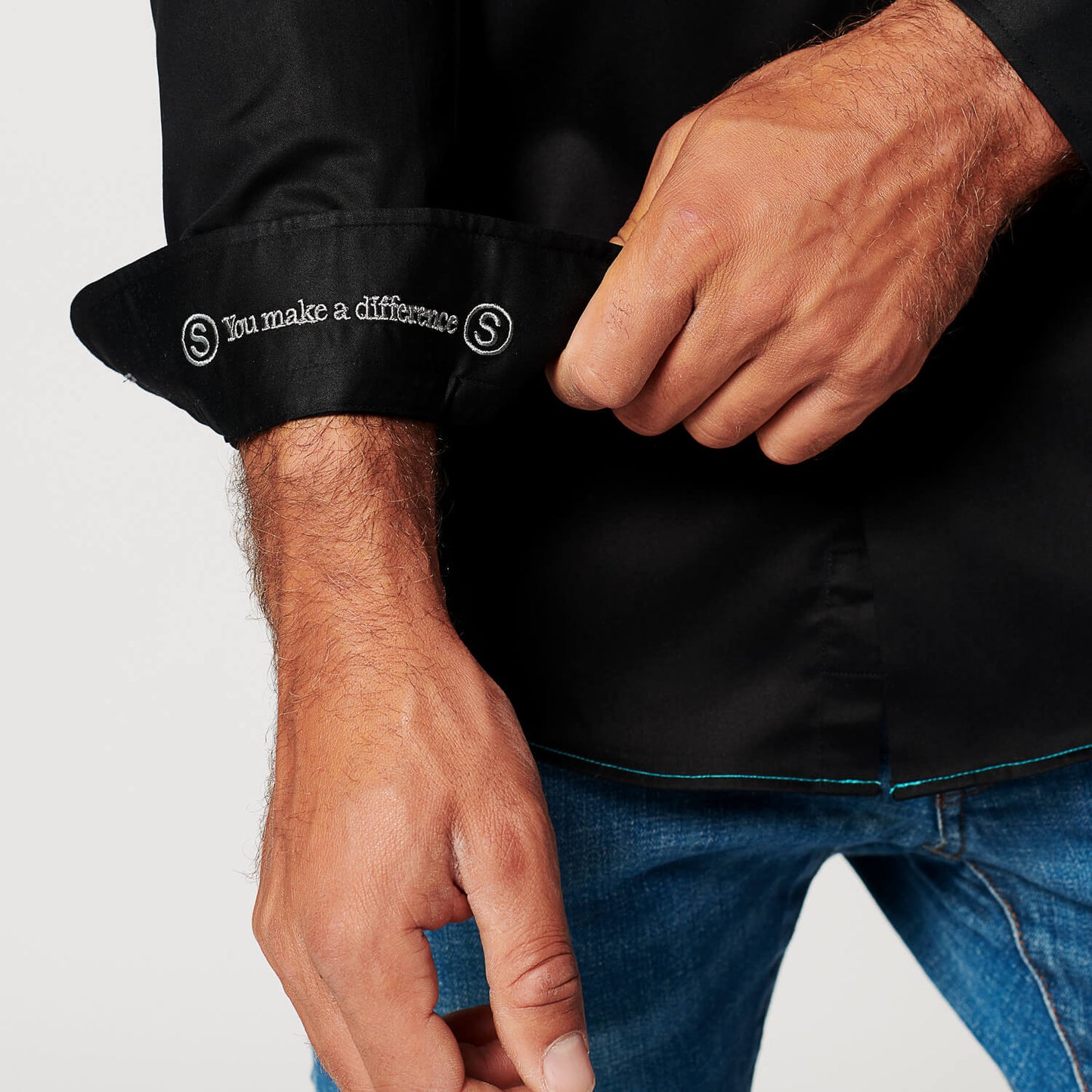 Overhemd - Slim Fit - Circular Black