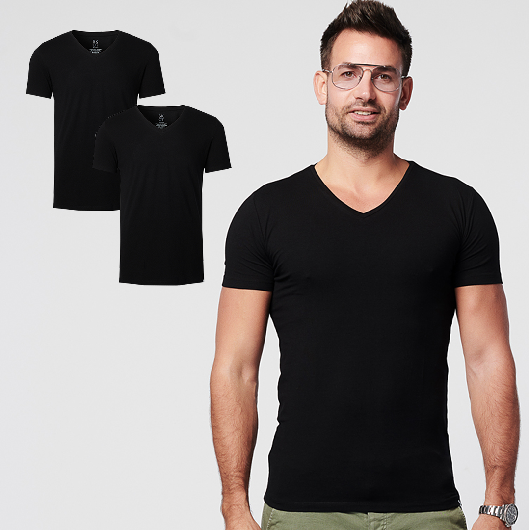 T-shirt Black V-neck Men | 2-pack | Slim Fit