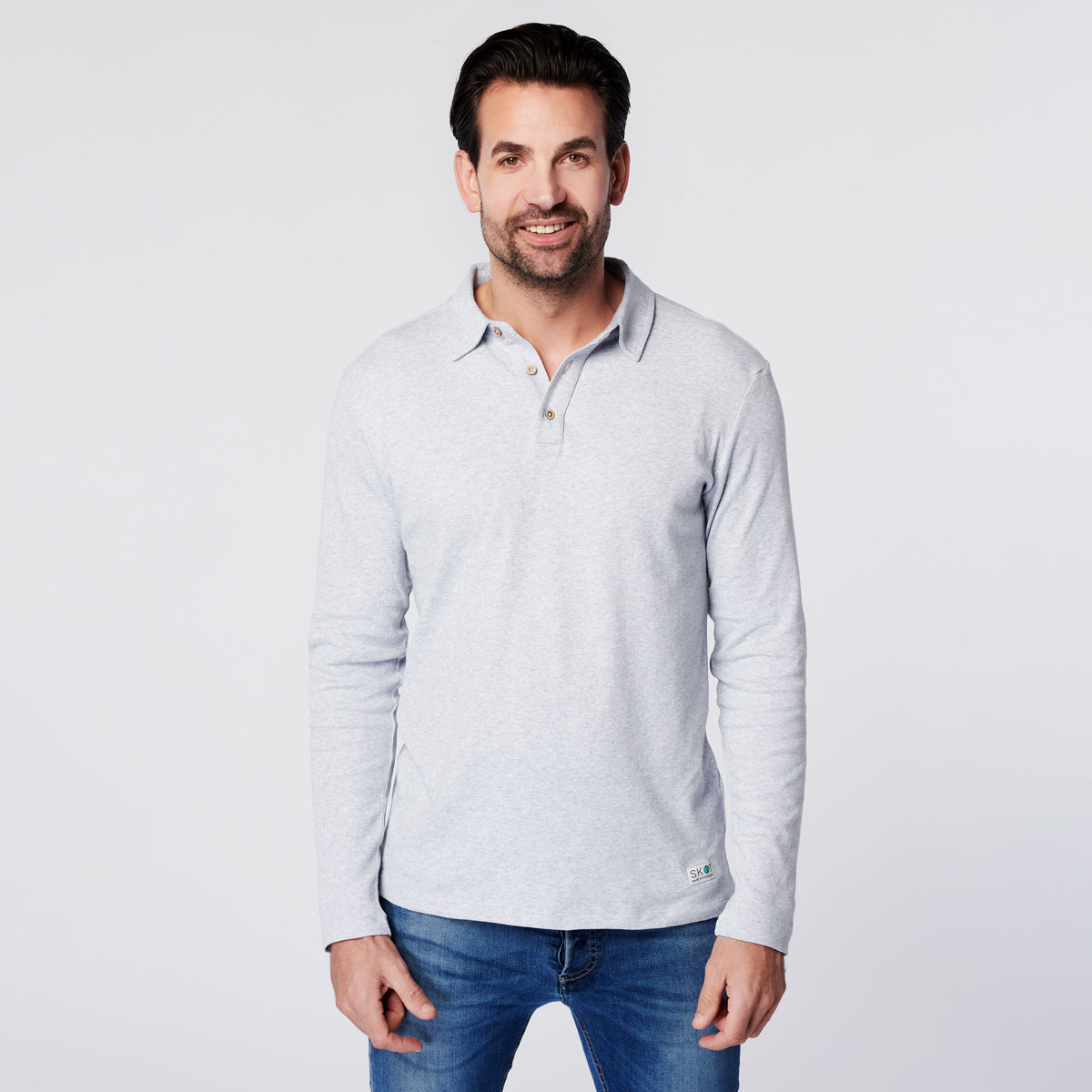 Longsleeve Polo - Grey Melange