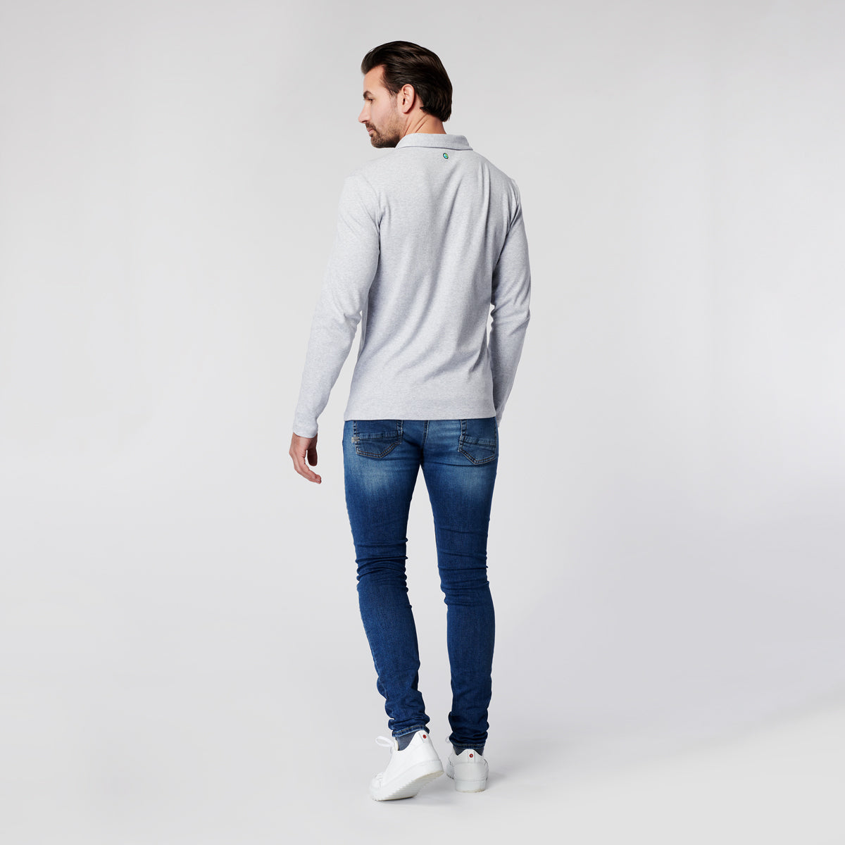 Longsleeve Polo - Grey Melange