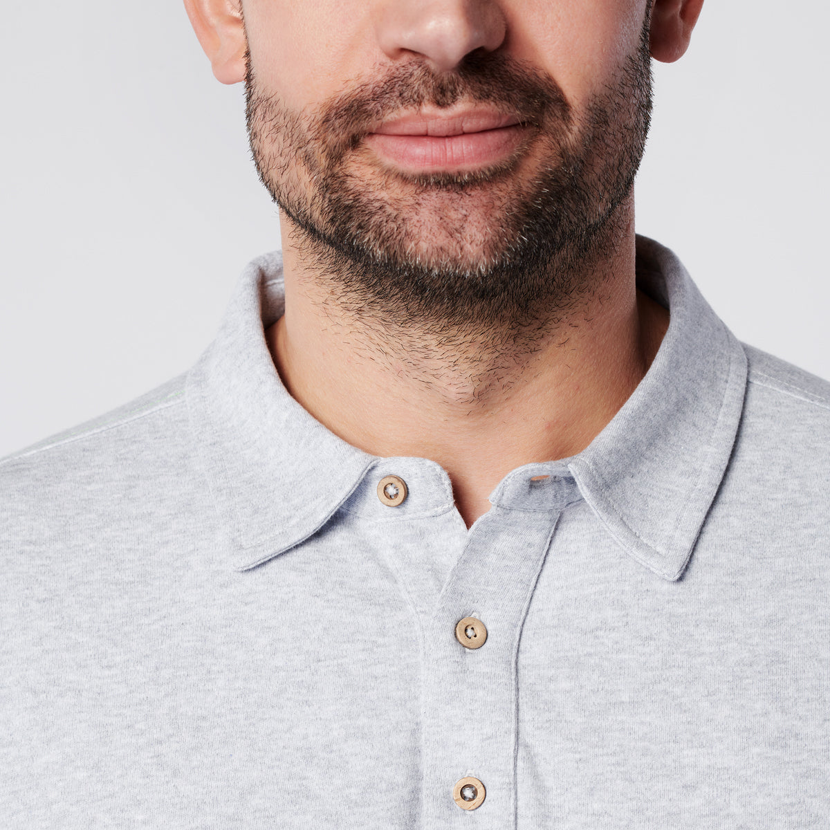 Longsleeve Polo - Grey Melange