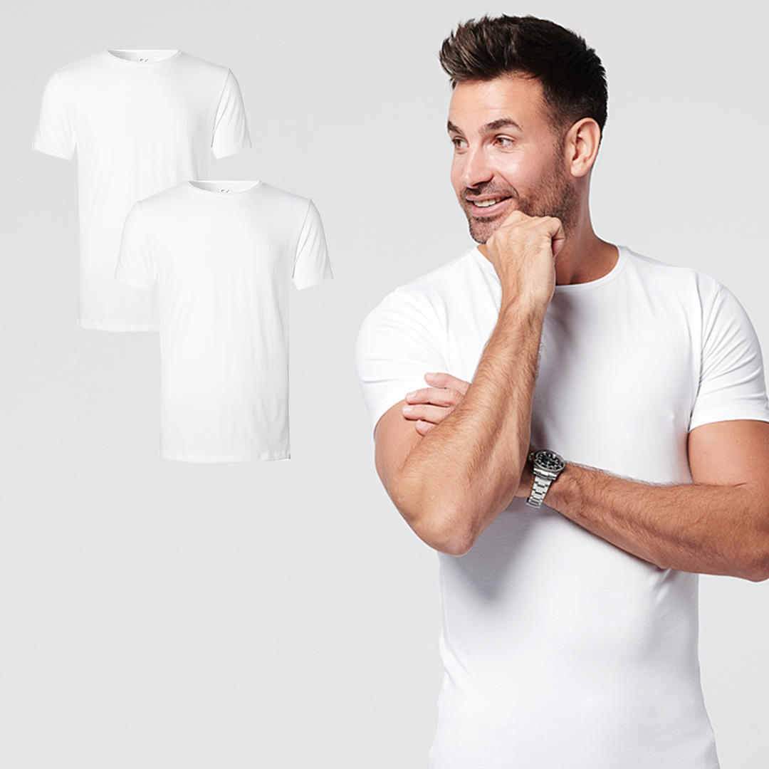 T-shirt White Round Neck Men | 2-pack | Slim Fit