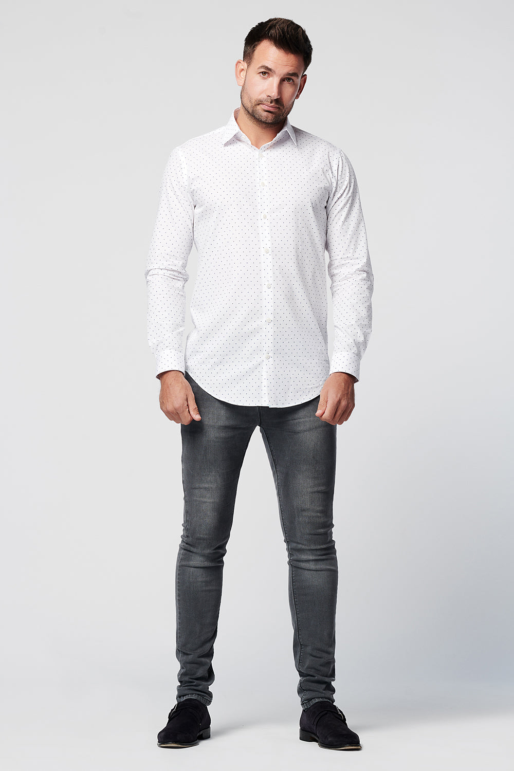 Shirt - Slim Fit - Spotted White (last stock)