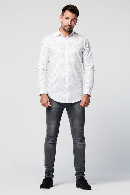 Overhemd - Slim Fit - Spotted White (laatste voorraad)