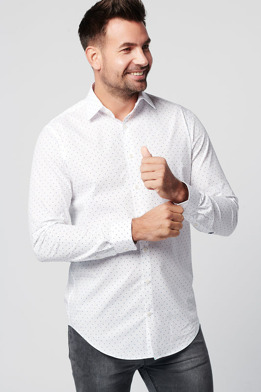 Overhemd - Slim Fit - Spotted White (laatste voorraad)