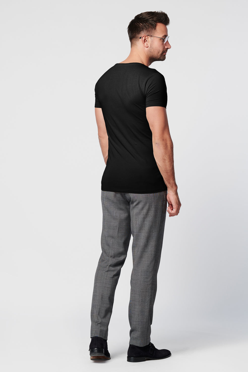 T-shirt Black Deep V-neck Men | 2-pack | Slim Fit