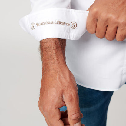 Shirt - Circular White - Regular Fit - Brest Pocket