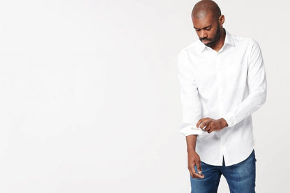 Shirt - Circular White - Regular Fit - Brest Pocket