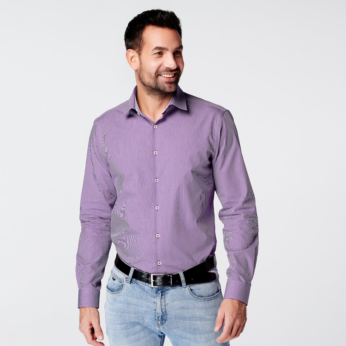 Overhemd - Slim Fit - Checkered Purple