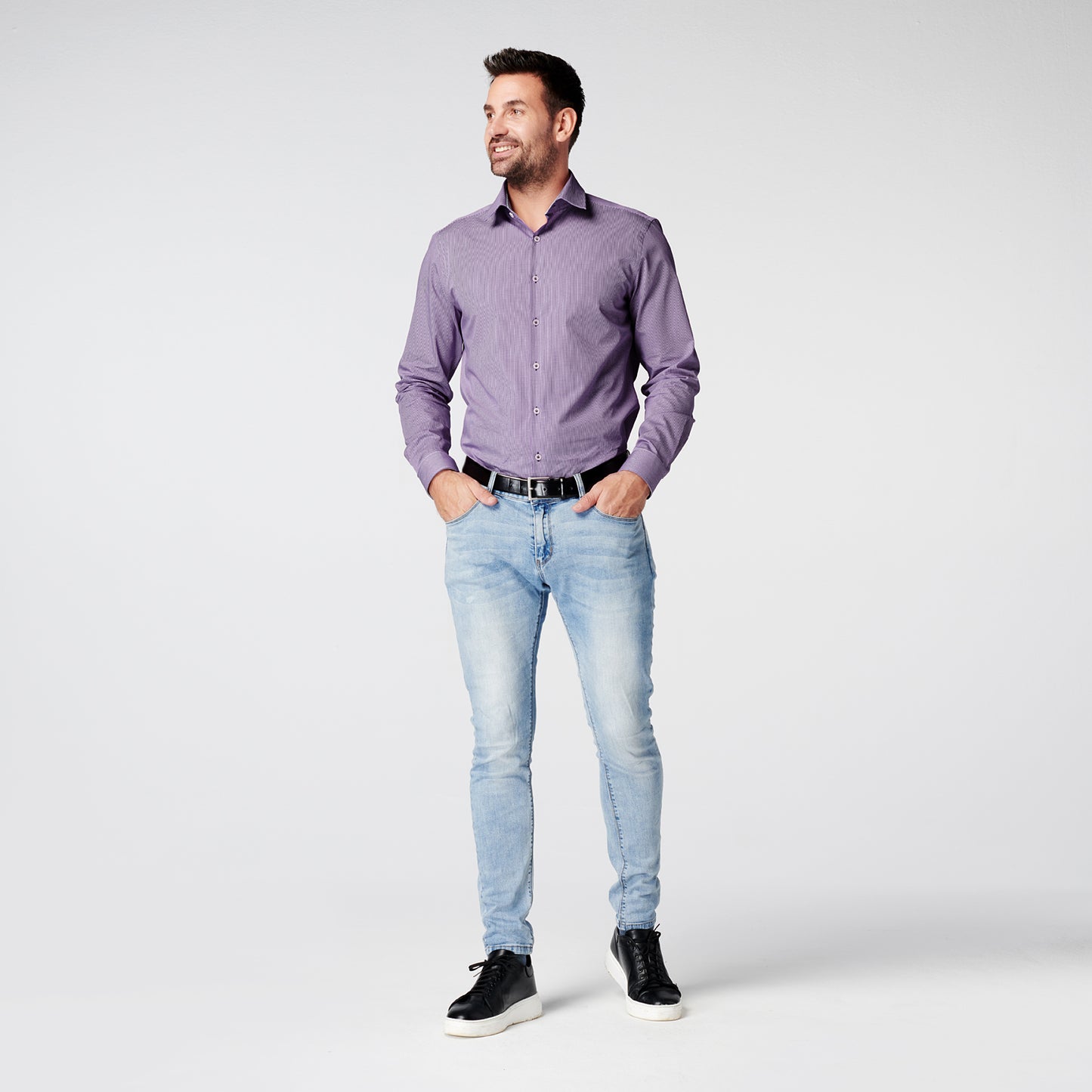 Overhemd - Slim Fit - Checkered Purple