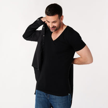 T-shirt Zwart Diepe V-Hals Heren | 2-pack | Slim Fit