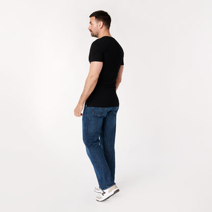 T-shirt Zwart Diepe V-Hals Heren | 2-pack | Slim Fit