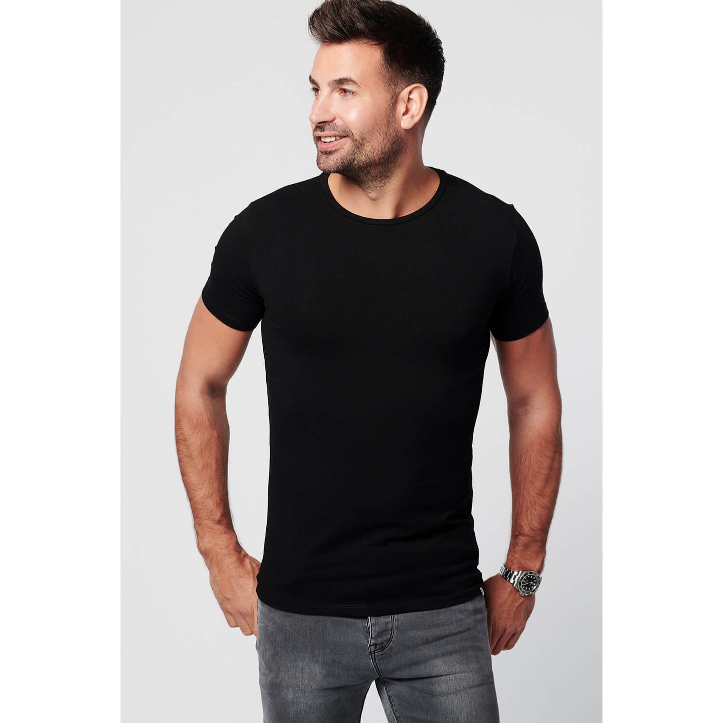 T-shirt Black Round Neck Men | 2-pack | Slim Fit