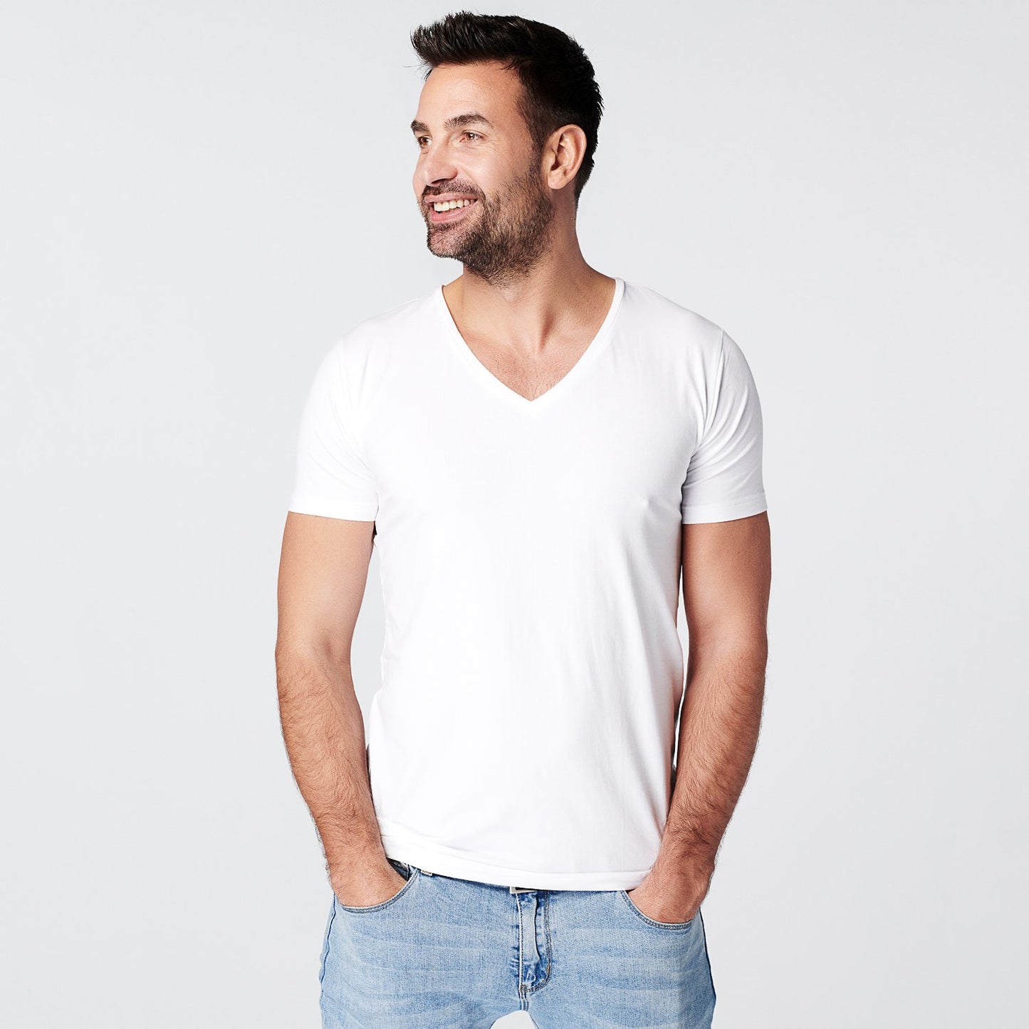 T-Shirt White V-neck Men | 2-pack | Slim Fit