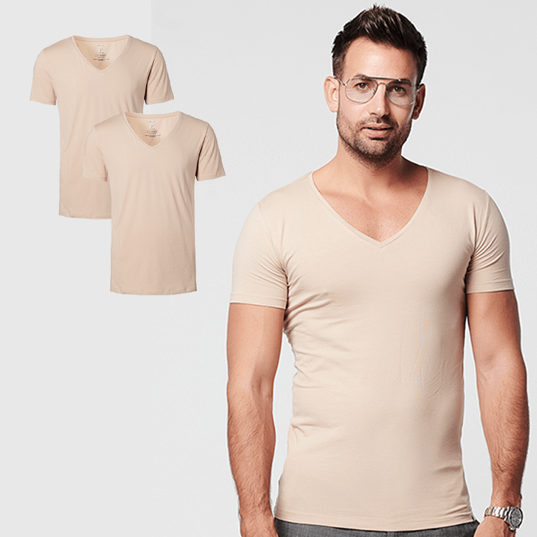 Onder T-shirt Onzichtbaar Diepe V-Hals Heren | 2-pack