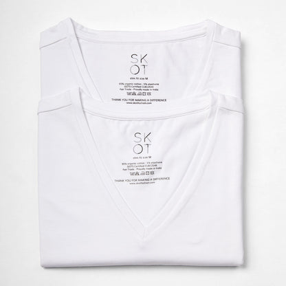 T-shirt - Regular V-neck 2-pack - White