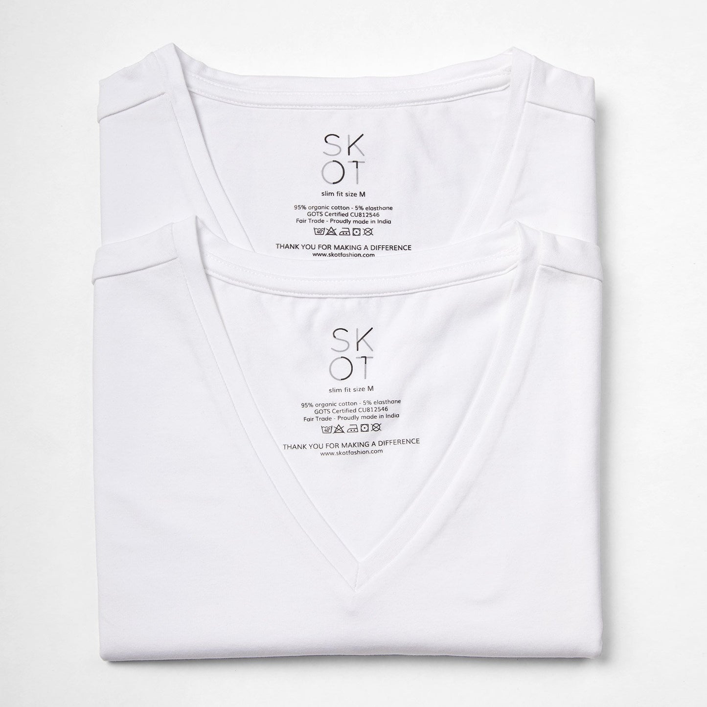 T-Shirt White V-neck Men | 2-pack | Slim Fit