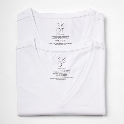 T-Shirt White V-neck Men | 2-pack | Slim Fit