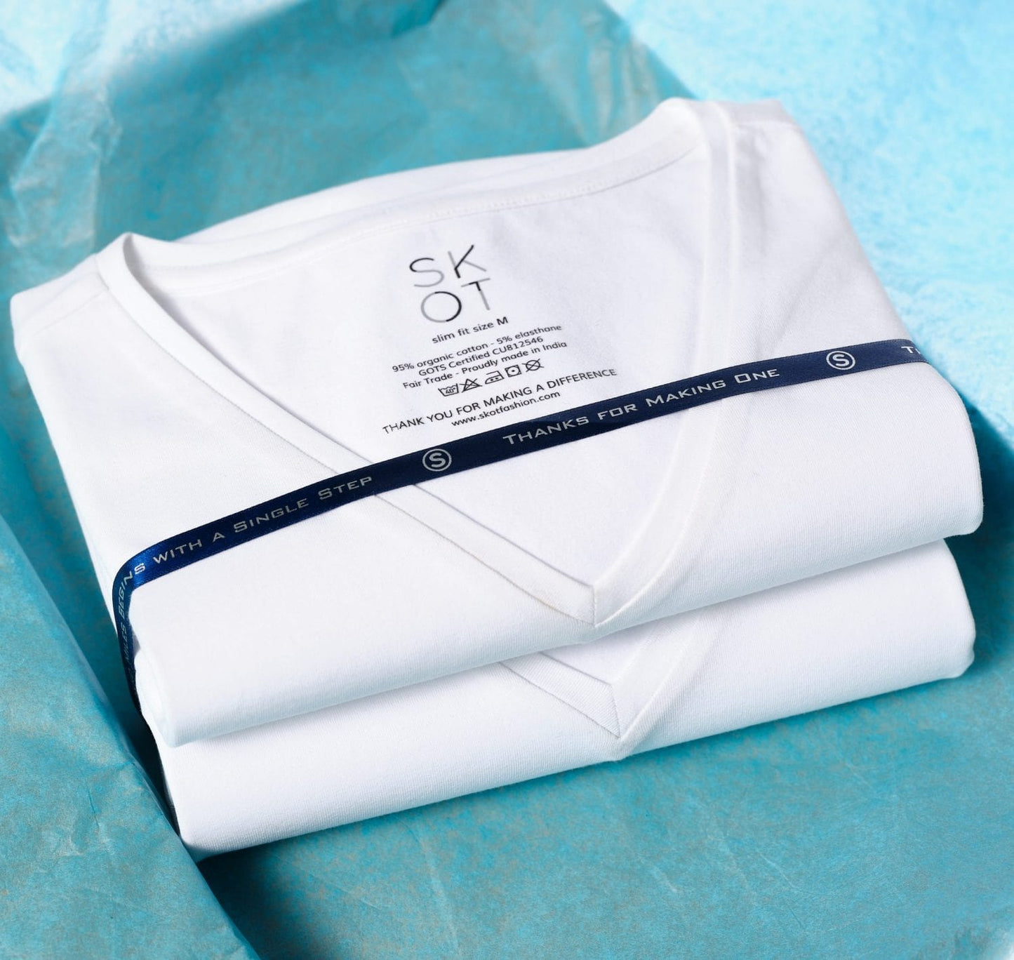 T-Shirt White V-neck Men | 2-pack | Slim Fit