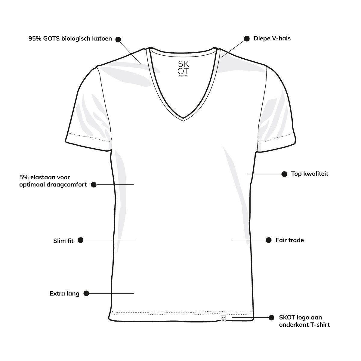 T-shirt - Normale V-hals 2-pack - Wit